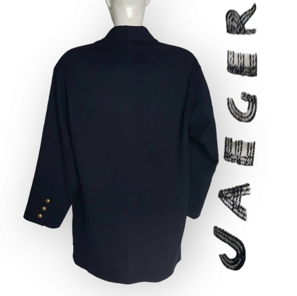 Vintage Jaeger navy double breasted long lapel oversized gold hardware wool med. - Picture 7 of 13